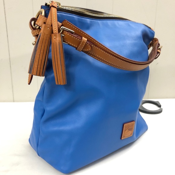 DOONEY & BOURKE Blue Leather Hobo Bag McKENZIE w/Wallet and Keychain - Picture 7 of 13